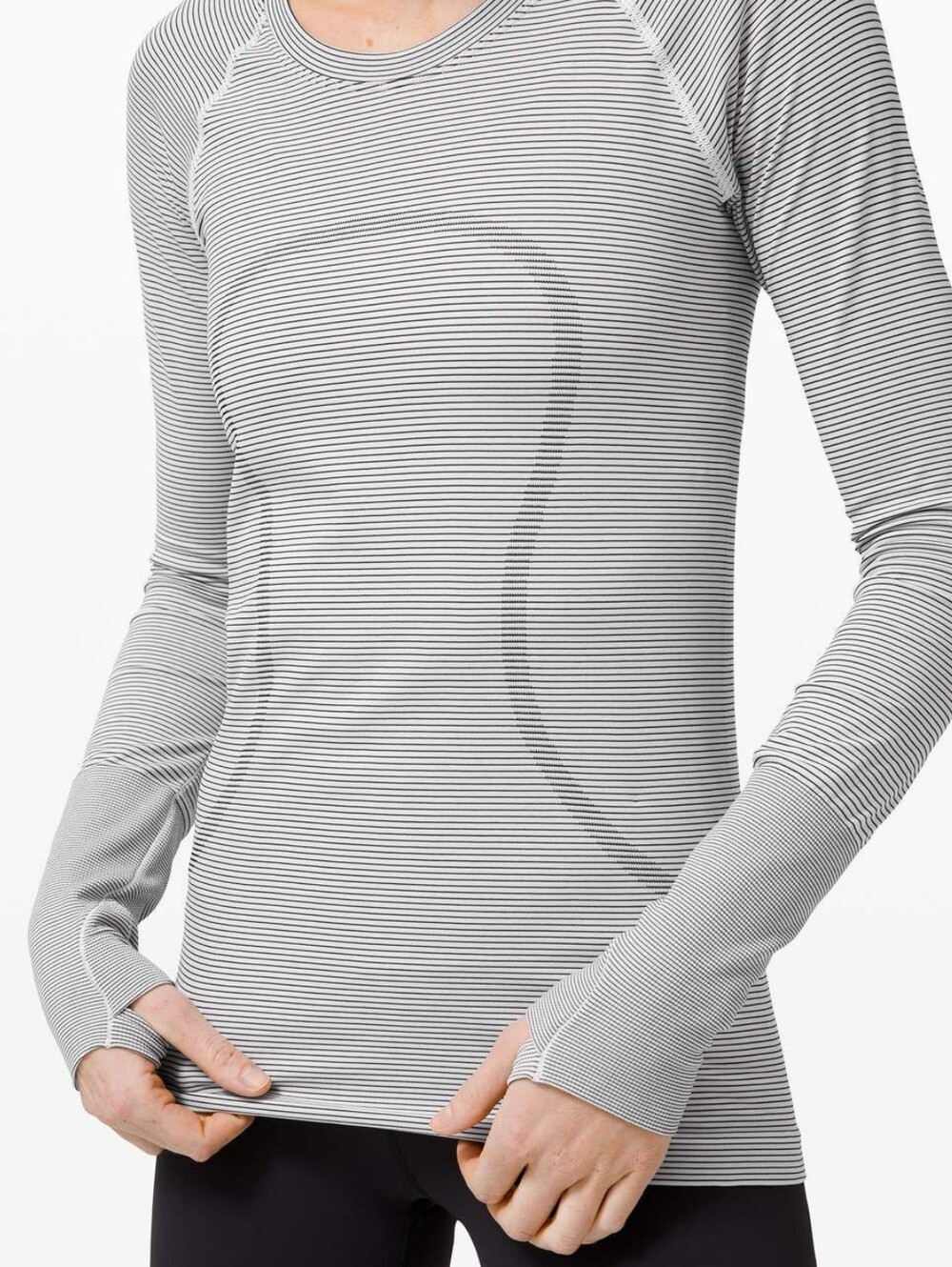 Lululemon Swiftly Tech long sleeve 2.0 white/blk stripe LIKE NEW Sz S